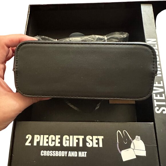 Steve Madden 2 Piece Gift Set With Faux Fur Pom Hat & Rhinestone Crossbody Bag - Picture 6 of 6